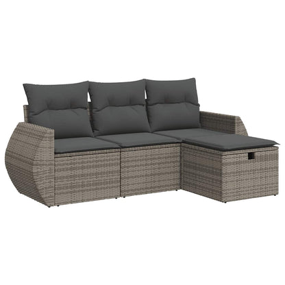 Set Divani da Giardino 4 pz con Cuscini in Polyrattan Grigio | homemem39