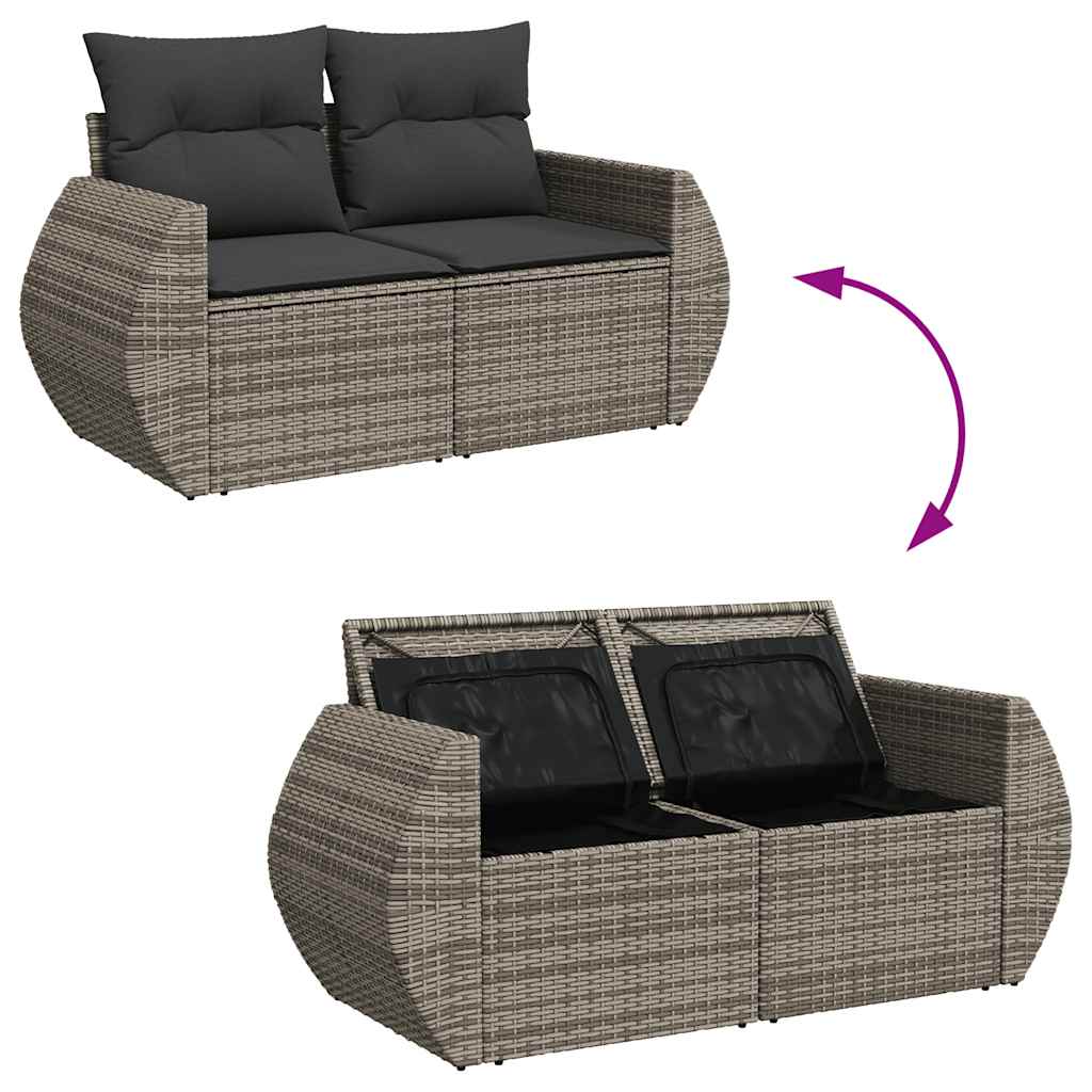 Set Divani da Giardino 4 pz con Cuscini in Polyrattan Grigio | homemem39