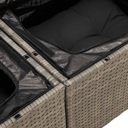 Set Divani da Giardino 4 pz con Cuscini in Polyrattan Grigio | homemem39