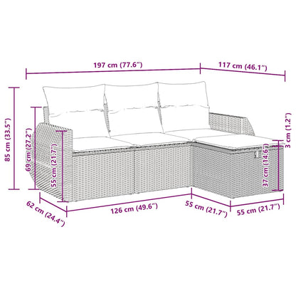 Set Divani da Giardino 4 pz con Cuscini in Polyrattan Grigio | homemem39