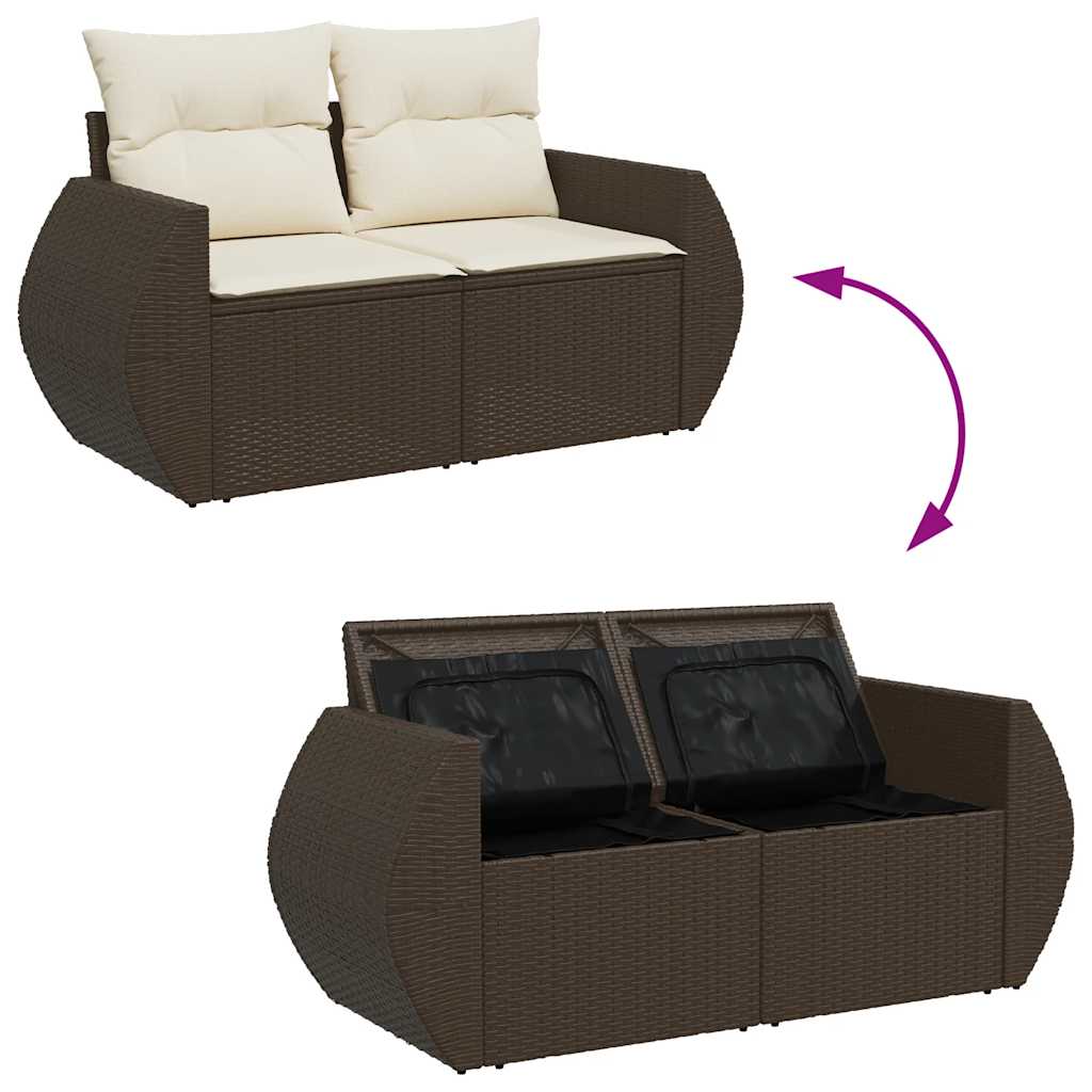 Set Divano da Giardino 4 pz con Cuscini Marrone in Polyrattan - homemem39