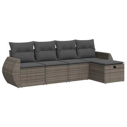 Set Divano da Giardino 5 pz con Cuscini Grigio in Polyrattan | homemem39