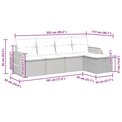 Set Divano da Giardino 5 pz con Cuscini Marrone in Polyrattan | homemem39