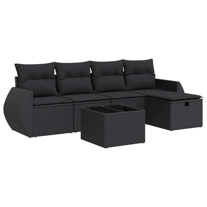 Set Divano da Giardino 6 pz con Cuscini Nero in Polyrattan | homemem39