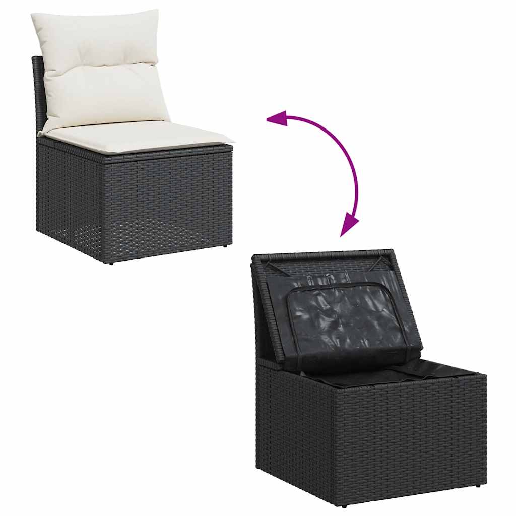 Set Divano da Giardino 6 pz con Cuscini Nero in Polyrattan - homemem39