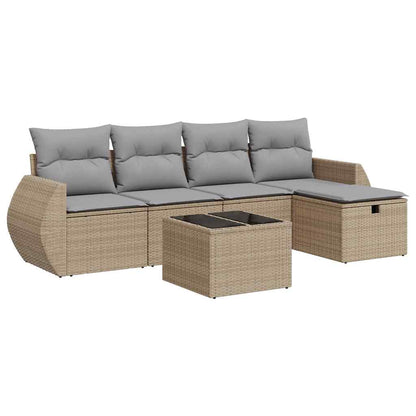 Set Divano da Giardino 6 pz con Cuscini Beige in Polyrattan - homemem39