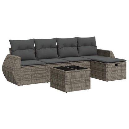 Set Divano da Giardino 6 pz con Cuscini Grigio in Polyrattan | homemem39