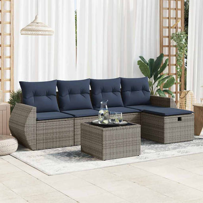 Set Divano da Giardino 6 pz con Cuscini Grigio in Polyrattan | homemem39