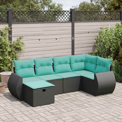 Set Divano da Giardino 6 pz con Cuscini Nero in Polyrattan | homemem39