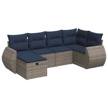 Set Divano da Giardino 6 pz con Cuscini Grigio in Polyrattan | homemem39