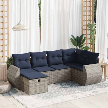 Set Divano da Giardino 6 pz con Cuscini Grigio in Polyrattan | homemem39