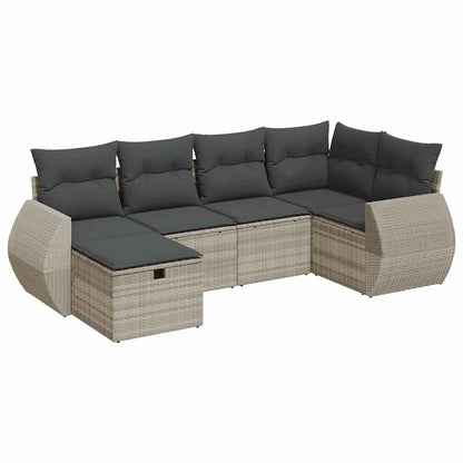 Set Divano da Giardino 6pz con Cuscini Grigio Chiaro Polyrattan - homemem39