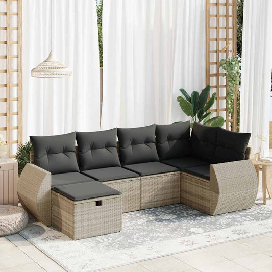 Set Divano da Giardino 6pz con Cuscini Grigio Chiaro Polyrattan - homemem39