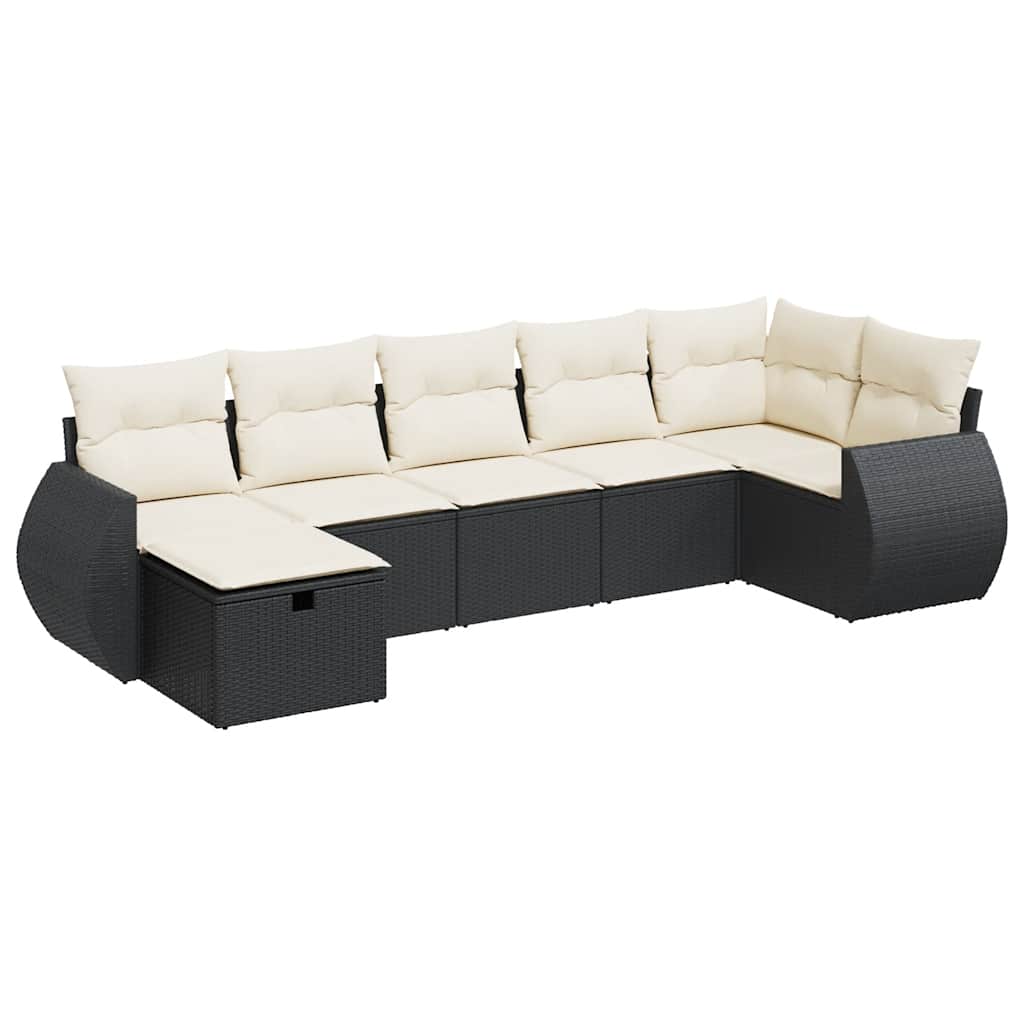 Set Divani da Giardino con Cuscini 7pz Nero Polyrattan - homemem39