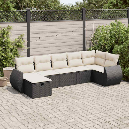 Set Divani da Giardino con Cuscini 7pz Nero Polyrattan - homemem39