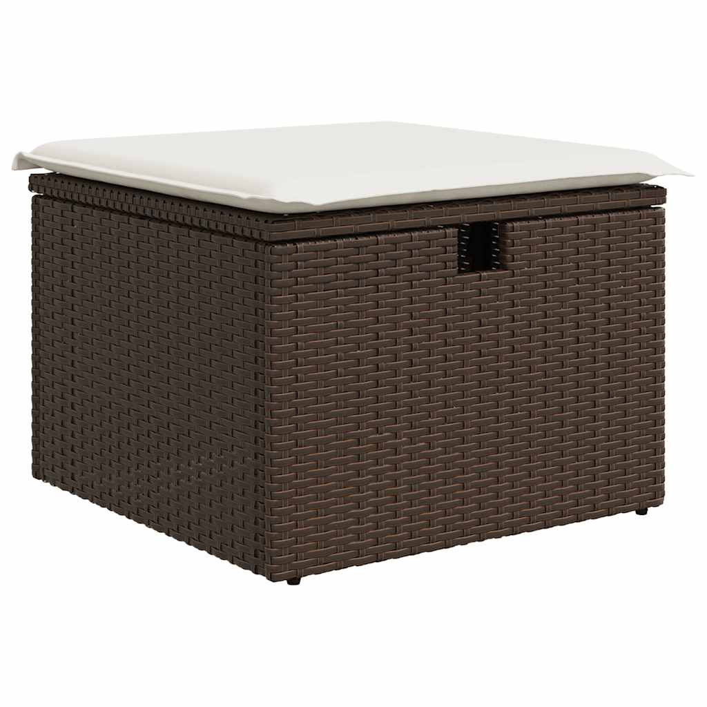 Set Divani da Giardino 7 pz con Cuscini Marrone in Polyrattan - homemem39