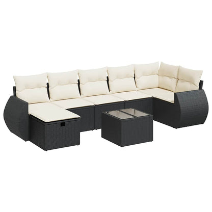 Set Divani da Giardino con Cuscini 8 pz Nero in Polyrattan - homemem39