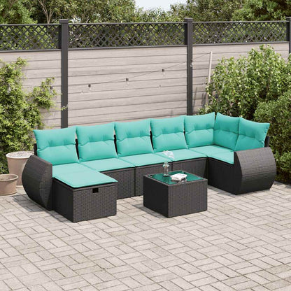 Set Divani da Giardino con Cuscini 8 pz Nero in Polyrattan | homemem39