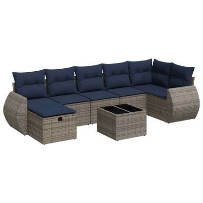 Set Divano da Giardino 8 pz con Cuscini Grigio in Polyrattan | homemem39