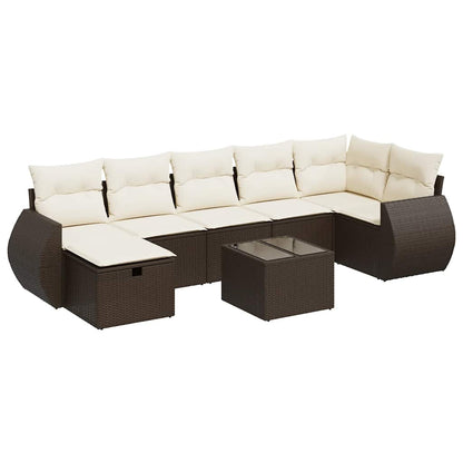 Set Divani da Giardino 8 pz con Cuscini Marrone in Polyrattan - homemem39