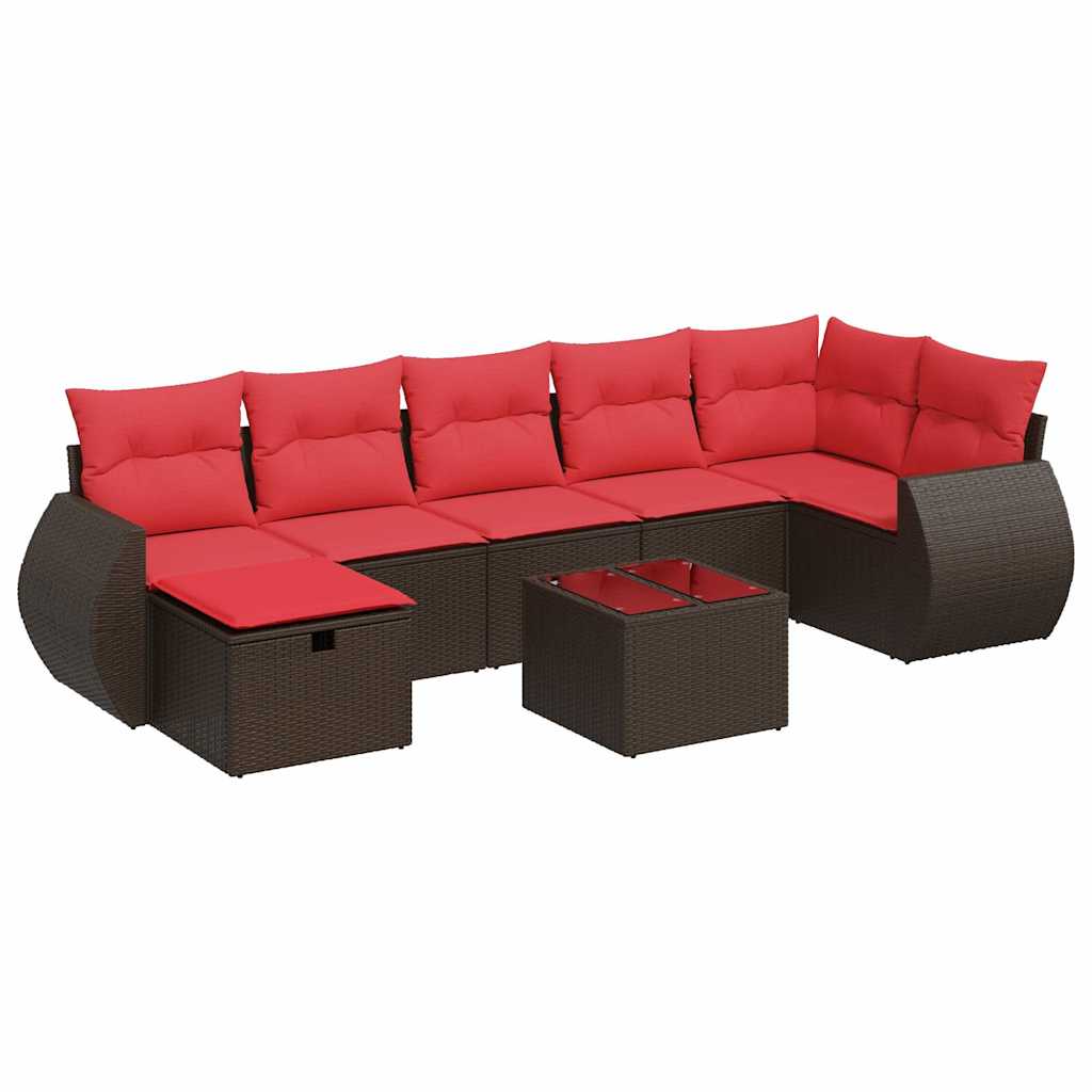 Set Divani da Giardino 8 pz con Cuscini Marrone in Polyrattan | homemem39