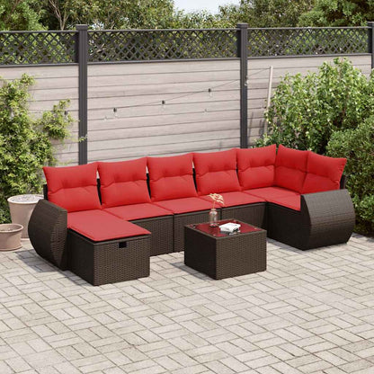 Set Divani da Giardino 8 pz con Cuscini Marrone in Polyrattan | homemem39