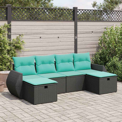 Set Divano da Giardino 6 pz con Cuscini Nero in Polyrattan | homemem39
