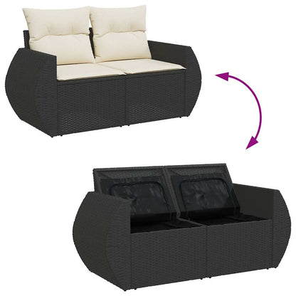 Set Divani da Giardino con Cuscini 8 pz Nero in Polyrattan | homemem39