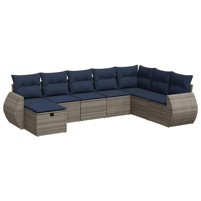 Set Divano da Giardino 8 pz con Cuscini Grigio in Polyrattan | homemem39