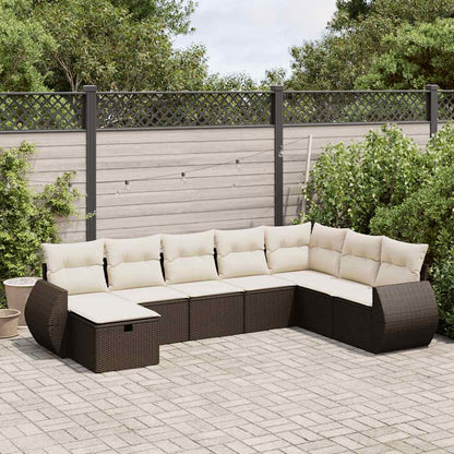Set Divani da Giardino 8 pz con Cuscini Marrone in Polyrattan - homemem39