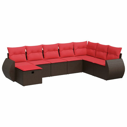 Set Divani da Giardino 8 pz con Cuscini Marrone in Polyrattan | homemem39