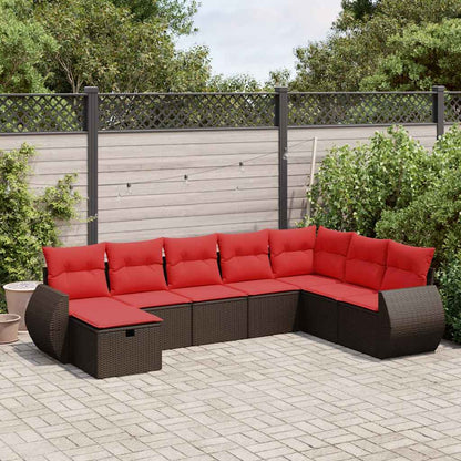 Set Divani da Giardino 8 pz con Cuscini Marrone in Polyrattan | homemem39