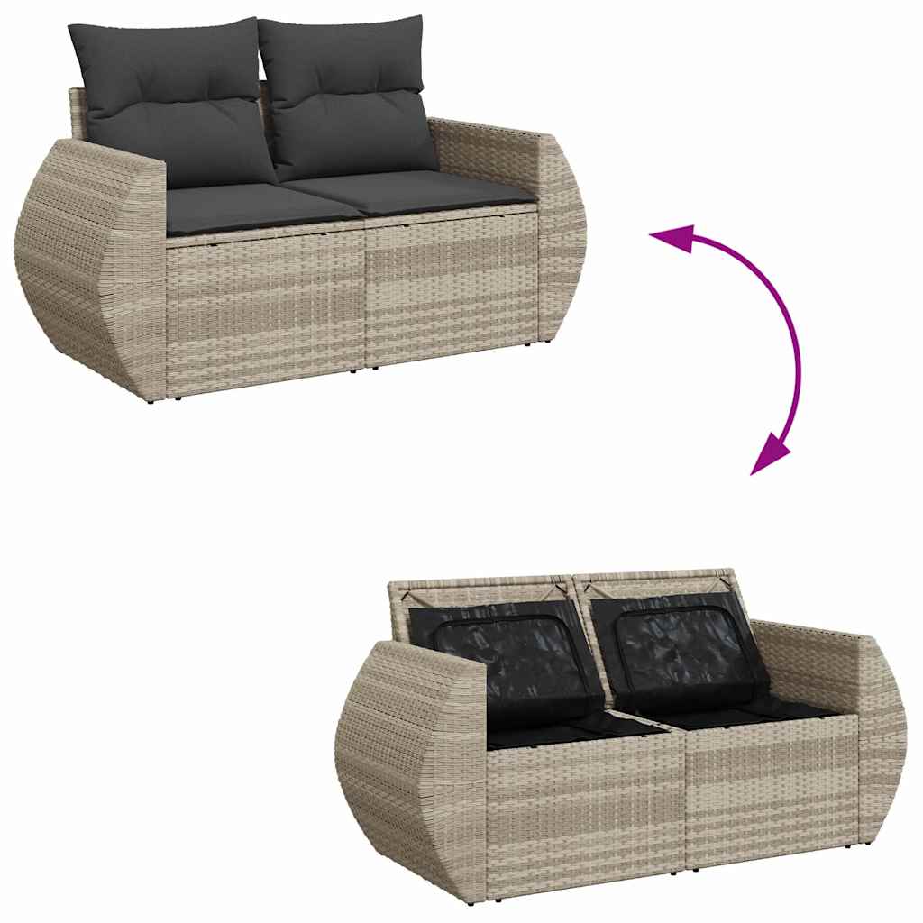 Set Divano da Giardino 9pz con Cuscini Grigio Chiaro Polyrattan - homemem39