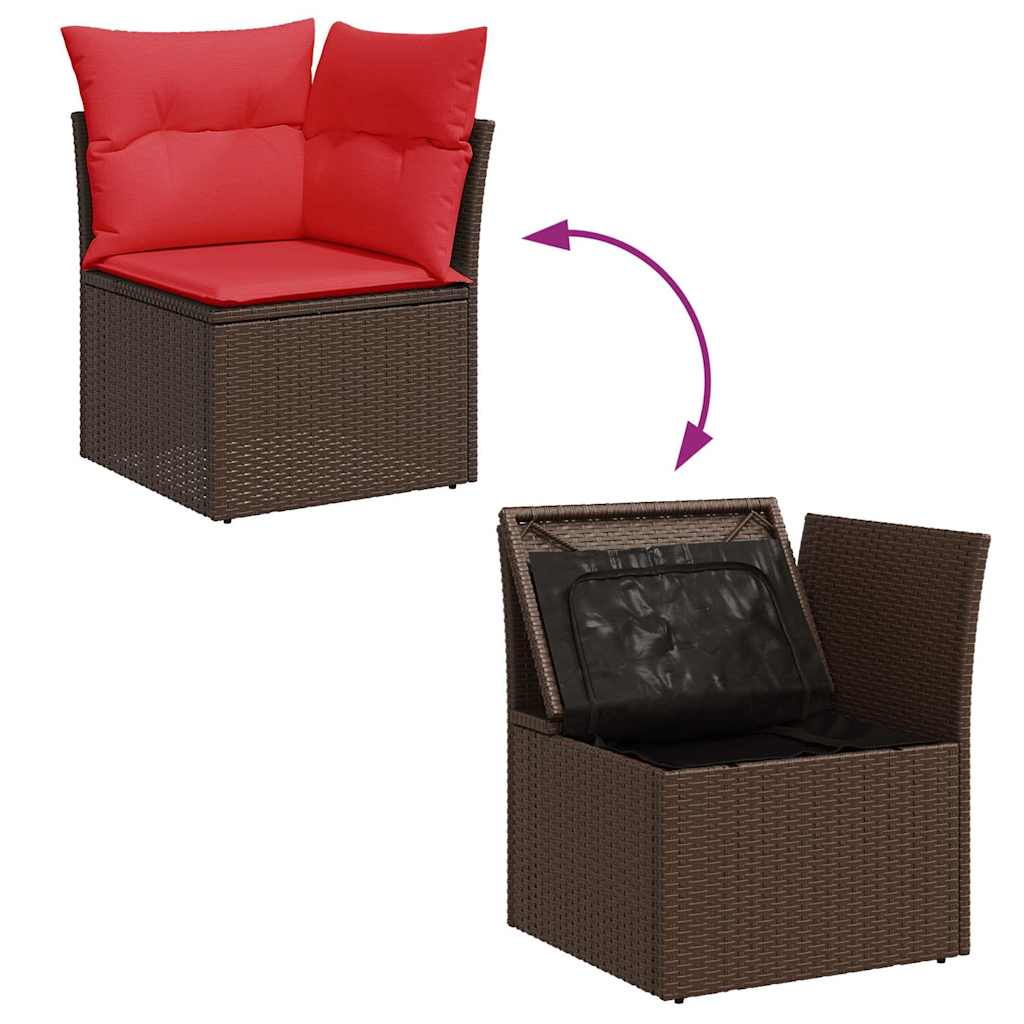 Set Divani da Giardino 9pz con Cuscini Marrone in Polyrattan | homemem39