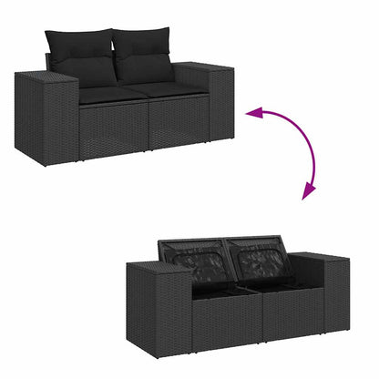 Set Divani da Giardino 4 pz con Cuscini Nero in Polyrattan | homemem39