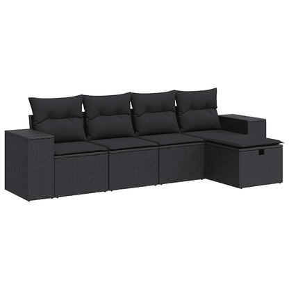 Set Divani da Giardino 5 pz con Cuscini in Polyrattan Nero | homemem39