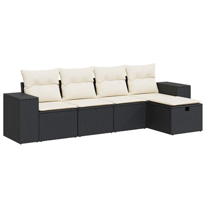 Set Divani da Giardino 5 pz con Cuscini in Polyrattan Nero - homemem39
