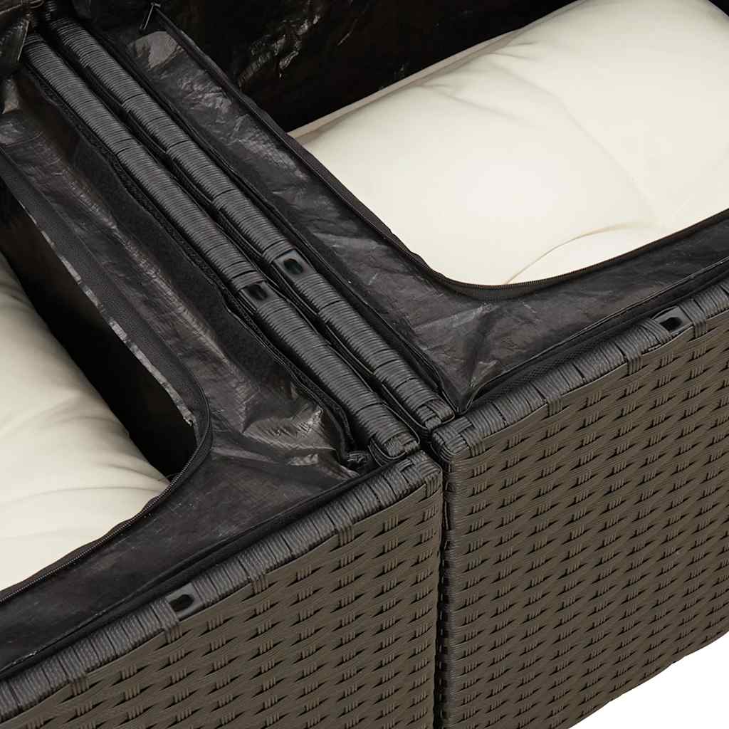 Set Divani da Giardino 5 pz con Cuscini in Polyrattan Nero | homemem39