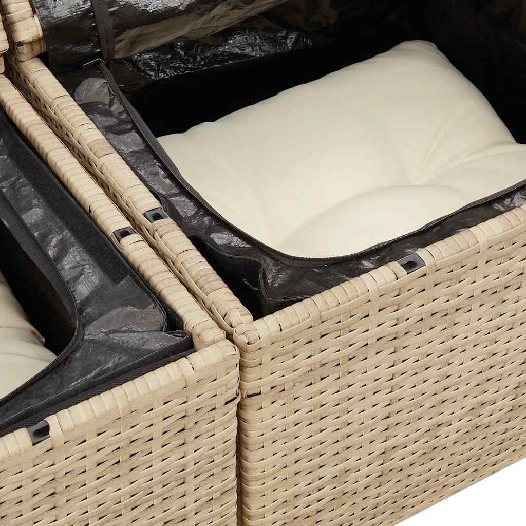 Set Divano da Giardino 5 pz con Cuscini Beige in Polyrattan - homemem39
