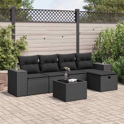 Set Divano da Giardino 6 pz con Cuscini Nero in Polyrattan | homemem39
