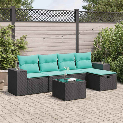 Set Divano da Giardino 6 pz con Cuscini Nero in Polyrattan | homemem39