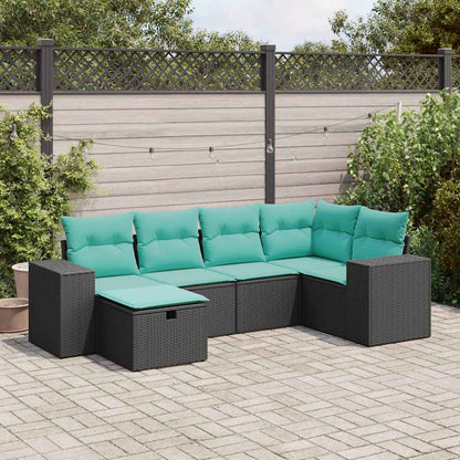 Set Divano da Giardino 6 pz con Cuscini Nero in Polyrattan | homemem39