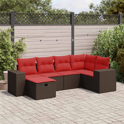 Set Divano da Giardino 6 pz con Cuscini Marrone in Polyrattan | homemem39