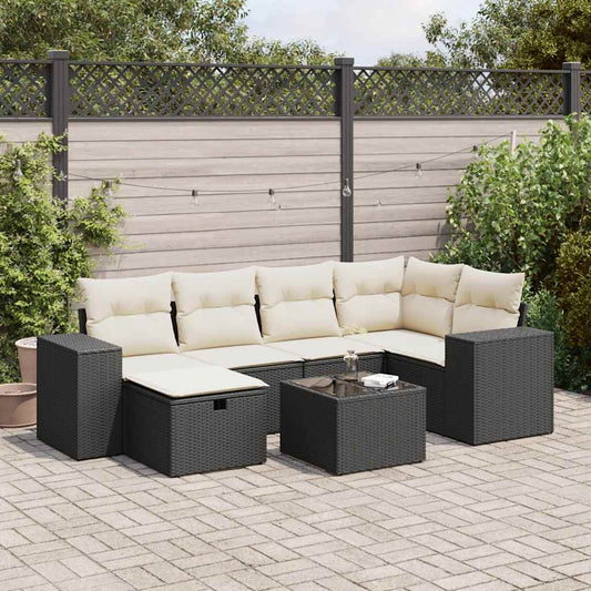 Set Divani da Giardino con Cuscini 7pz Nero Polyrattan - homemem39