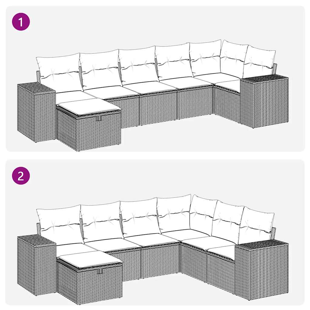 Set Divani da Giardino 7 pz con Cuscini Beige in Polyrattan | homemem39