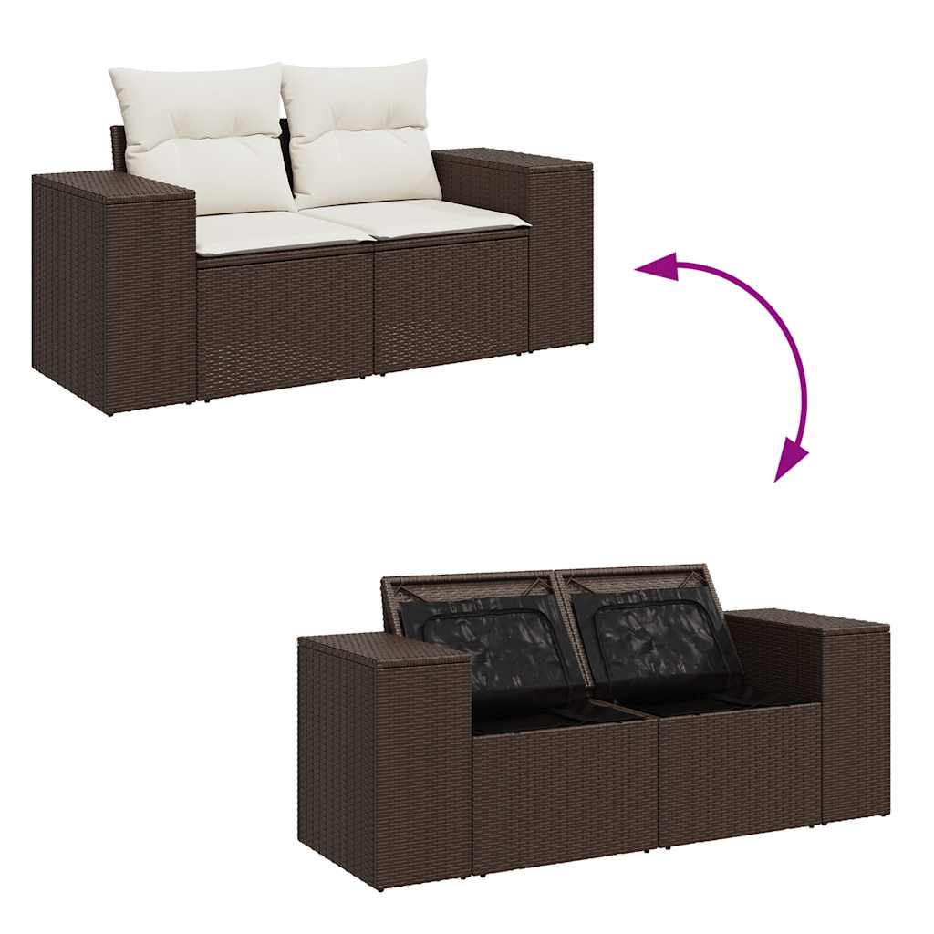 Set Divani da Giardino 7 pz con Cuscini Marrone in Polyrattan - homemem39