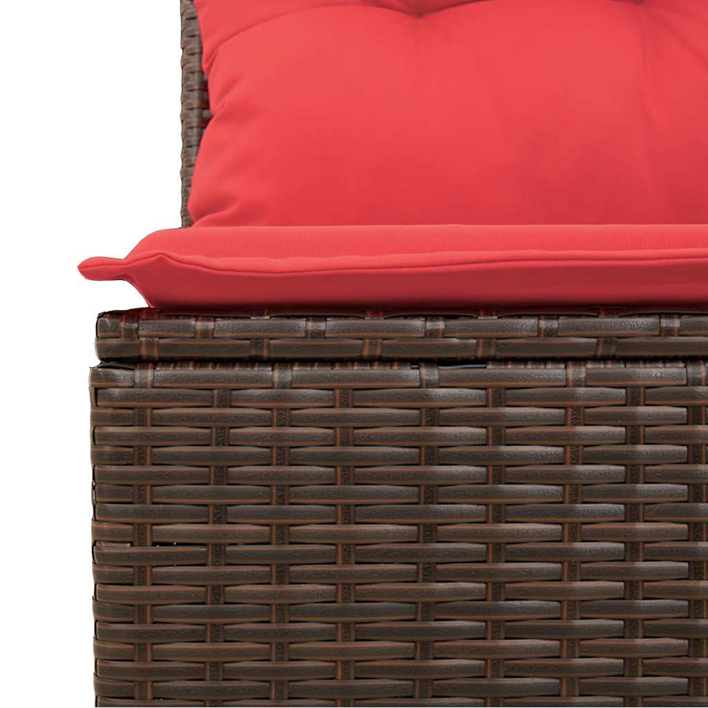 Set Divani da Giardino 7 pz con Cuscini Marrone in Polyrattan