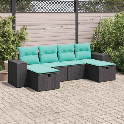 Set Divano da Giardino 6 pz con Cuscini Nero in Polyrattan | homemem39