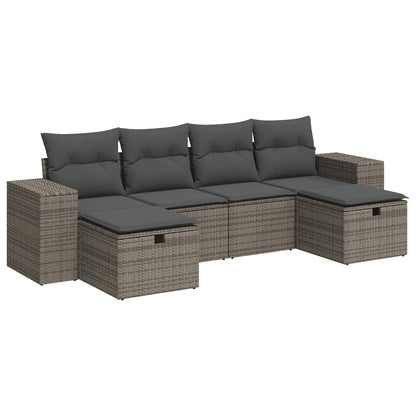 Set Divano da Giardino 6 pz con Cuscini Grigio in Polyrattan | homemem39