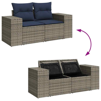 Set Divano da Giardino 6 pz con Cuscini Grigio in Polyrattan | homemem39